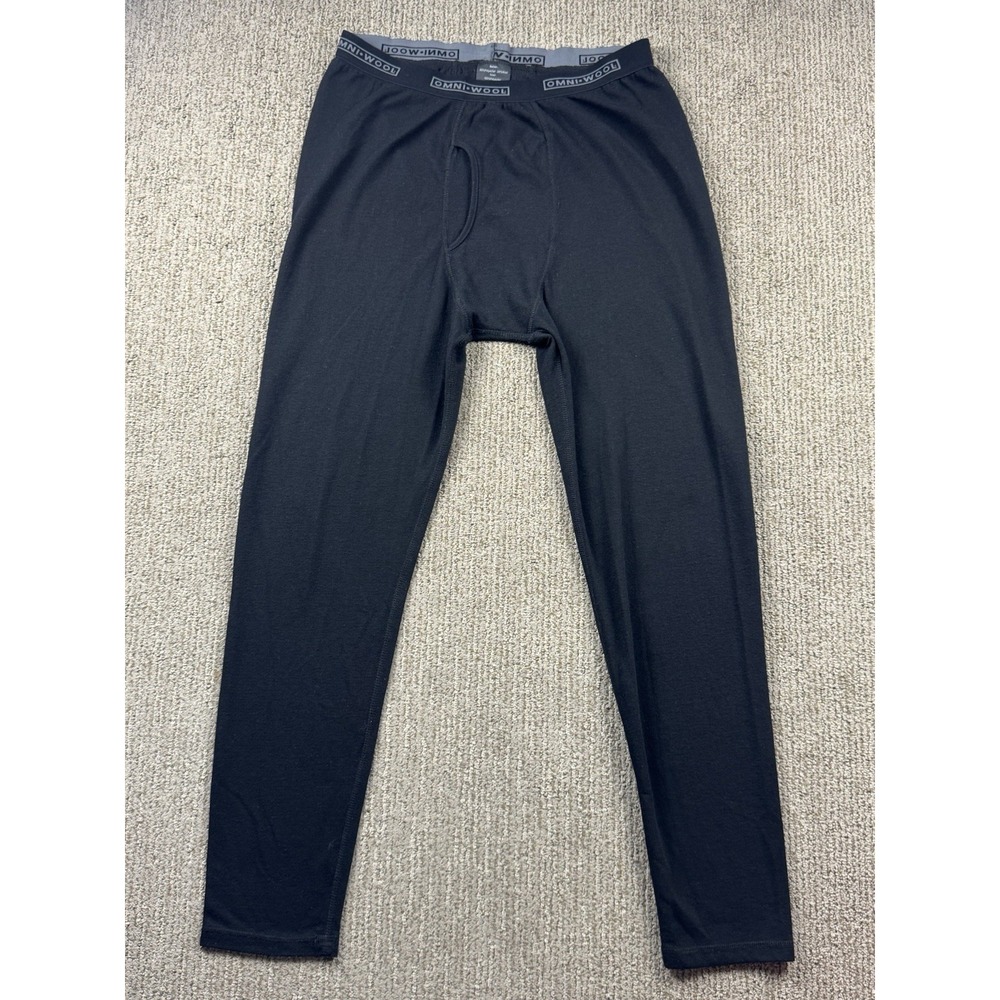 Omni Wool Mens XL Wool Blend Base Layer Thermal Botton Pants Black
